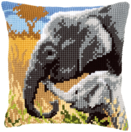 Elephant Love Canvas Cushion Vervaco