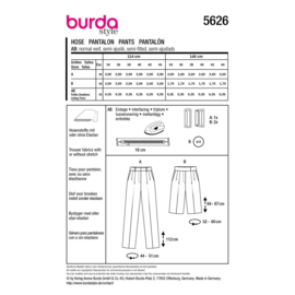 5626 Burda naaipatroon - Pantalon in variatie
