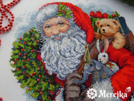 Santa with Wreath Aida Merejka Embroidery Kit