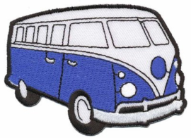 Blauwe Volkswagen Bus Opstrijkbare Applicatie