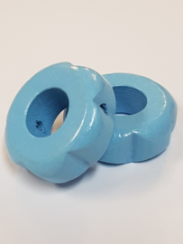 Light Blue 31mm/1.2" Bloom Lacquered Wooden Beads