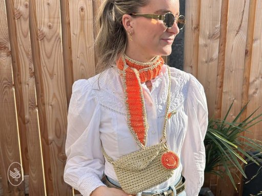 Koningsdag tasje en sjaaltje - gehaakt - Durable Glam, Comfy en Coral