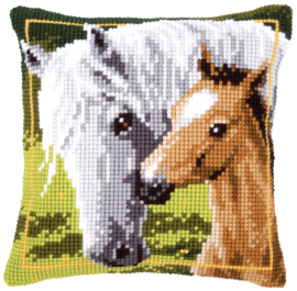 Horse and Her Foal Canvas Cushion Vervaco