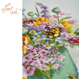 Kleurig bloemenboeket - evenweave - Marjolein Bastin - Lanarte telpakket