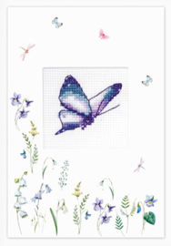 Purple butterfly kaart - aida - Luca-S telpakket