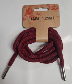 750 Bordeaux 6mm 1,25m Hoodie koord met koordeinden | Opry