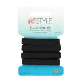 Zwart 10mm 3 meter  Super elastiek | ReStyle