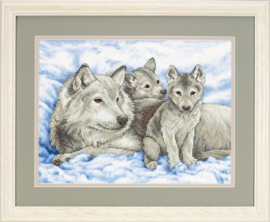 Mother Wolf And Pups Pre Printed Cross Stitch Dimensions