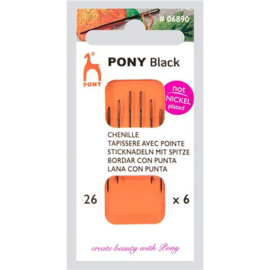 Black Chenille borduurnaalden met punt 26 | Pony