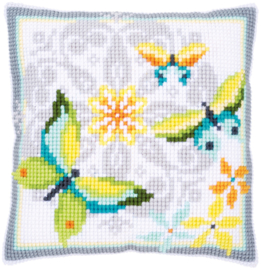 Butterflies & Flowers Canvas Cushion Vervaco