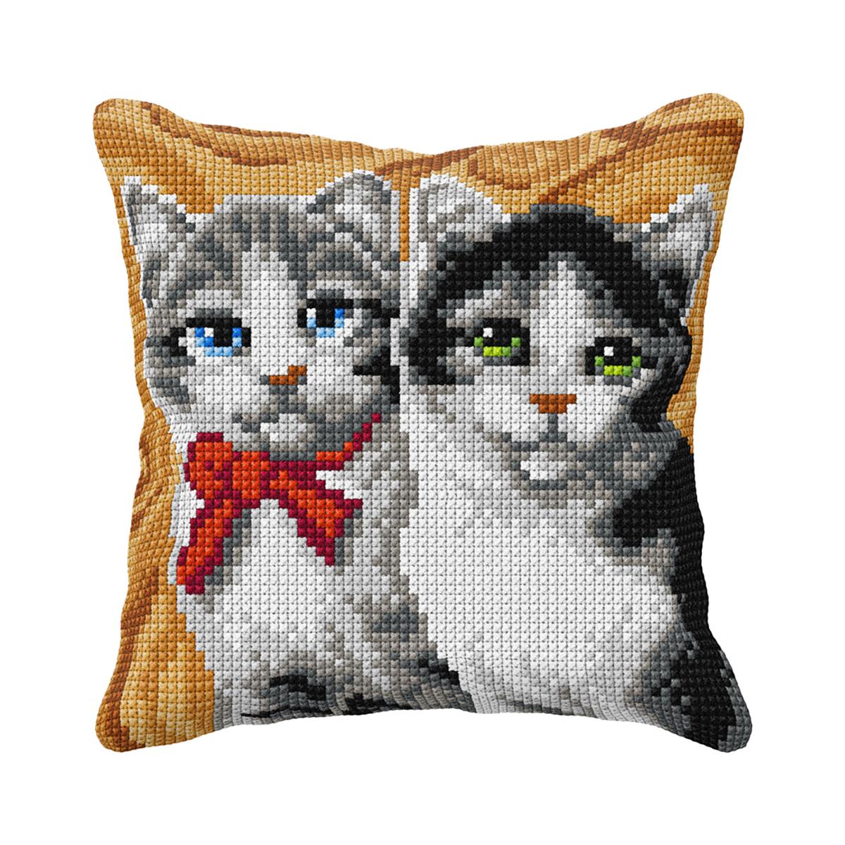 Katten - voorbedrukt kruissteekkussen - Orchidea