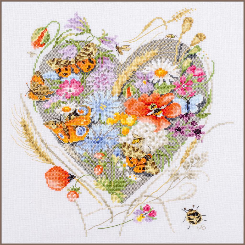 Bloemenhartje - evenweave - Marjolein Bastin - Lanarte telpakket