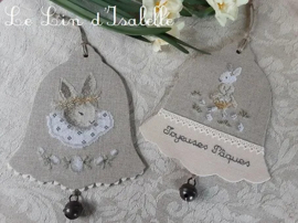 Cloches Lapins / Clock Bunny's Cross Stitch Pattern Le Lin d'Isabelle