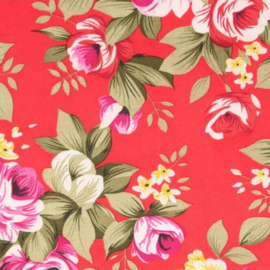 Red Flowers Tissu de Marie 100% Polyester