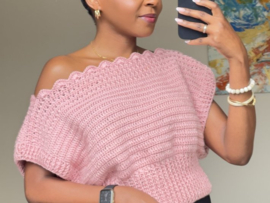 Off Shoulder X stitch rib top - gehaakt - Durable Comfy