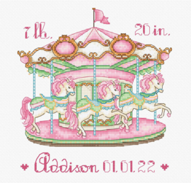 Roze Baby Carousel Aida Leti Stitch Telpakket