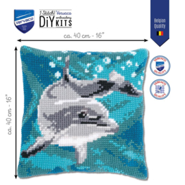 Dolfijn | voorbedrukt borduurkussenpakket | Vervaco