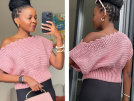 Off Shoulder X stitch rib top - gehaakt - Durable Comfy