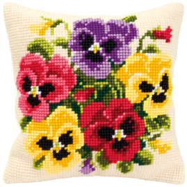 Pansy Posy Canvas Cushion Vervaco