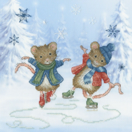 Festive figure skaters - aida Bothy Threads telpakket