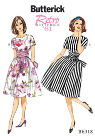 B6318 Retro Jurk met Variatie Butterick 1961 Maat 32 - 40