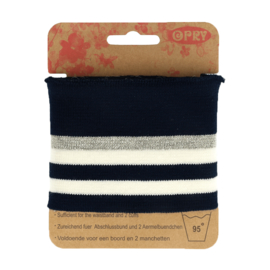 Dark Blue Striped Elastic Waist and Cuff Band Opry