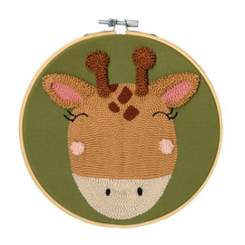 Giraffe 17,8cm rond | Punch Needle pakket | Restyle