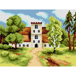 Landhuis in het park - voorbedrukt canvas - Orchidea