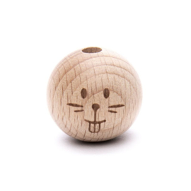 Rabbit 25mm 2 Wooden Beads Durable 