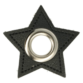 Black Star 11mm Nickel Faux Leather Eyelet