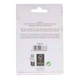 80cm Zwart met gouden connector Swivel stainless steel kabel - 360°- KnitPro