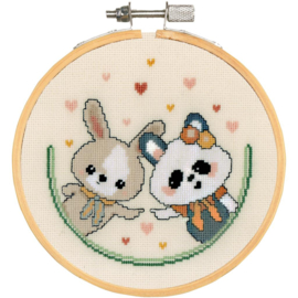 Panda and bunny love aida - Vervaco telpakket