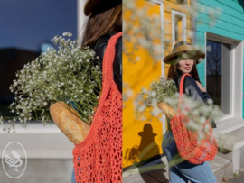 Market Bag Crochet Durable Coral