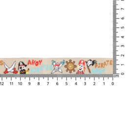 17mm Beige Pirates Woven Ribbon