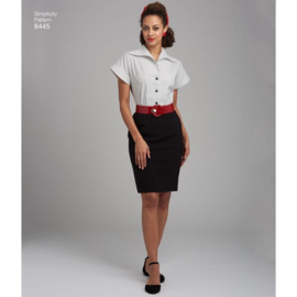 8445 U5 Simplicity Naaipatroon | Misses' 1950s Vintage Blouses and Cummerbund Maat 42-50