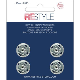 15mm Zilveren Aannaaidrukknopen | Restyle