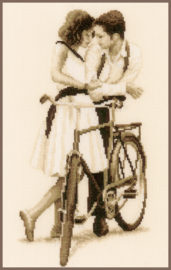 Koppel met fiets Aida telpakket Vervaco