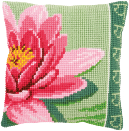 Pink Lotus Flower Canvas Cushion Vervaco