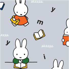 Miffy at School (Nijntje naar school) Grijs - Camelot Fabrics