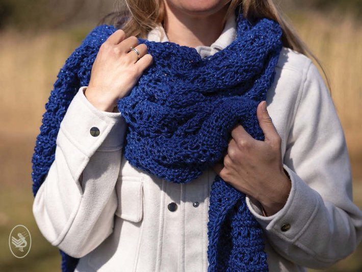 Omslagdoek blue star - gebreid - Durable Comfy