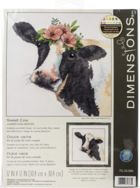 Sweet Cow ( lieve koe) Aida telpakket - Dimensions