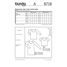 6716 Jurk en Shirt Burda Style Maat 42 - 52