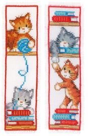 Playfull Kittens Aida Bookmarks Cross Stitch Kit Vervaco