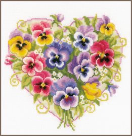 Pansies in Heart Shape Aida Vervaco