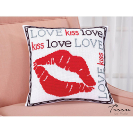 Love Kiss Love Kruissteekkussen - Tissu de Marie