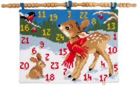 Bambi met vogel | Voorbedrukt kruissteekpakket adventkalender | Vervaco