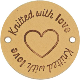 Knitted with love - 35mm ronde leren labels Durable