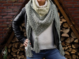 Green Faded Shawl Gehaakt Durable Cosy Fine Faded