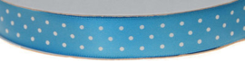 Blue 15mm/0.6" Double Sided Satin Ribbon with Dots