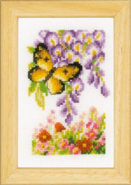 Vlinders en bloemen miniatuur | Aida telpakket | Vervaco